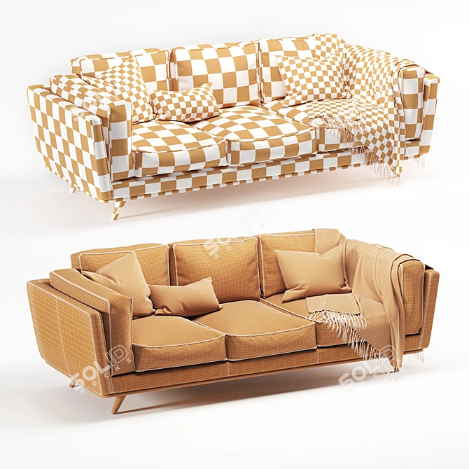 Charme Tan Timber Sofa: Modern Design 3D model image 3