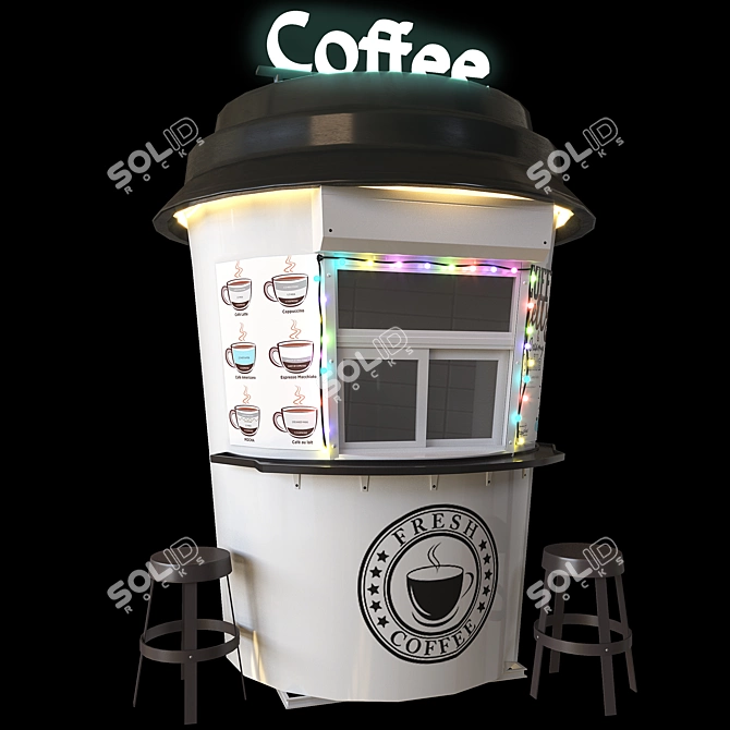 Modern Coffee Shop Interior 3D model image 2