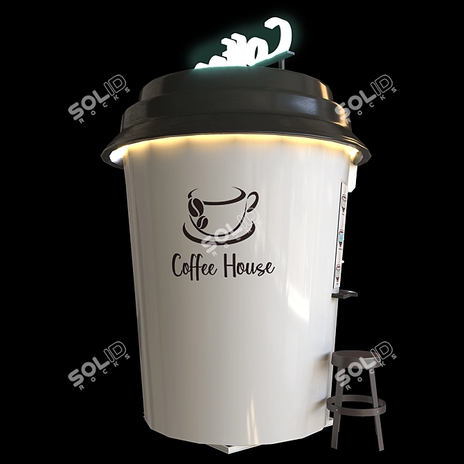 Modern Coffee Shop Interior 3D model image 3