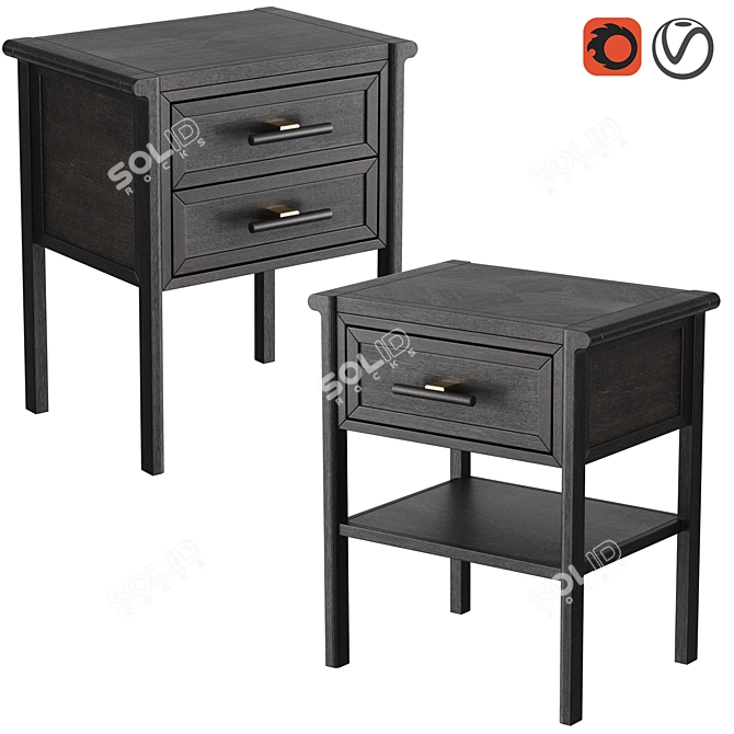 Contempo Bedside Table with Drawers 3D model image 1