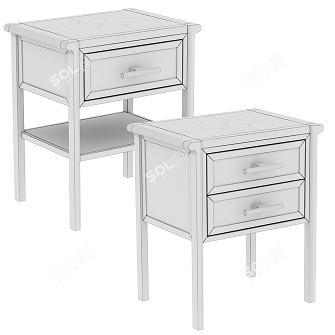 Contempo Bedside Table with Drawers 3D model image 3