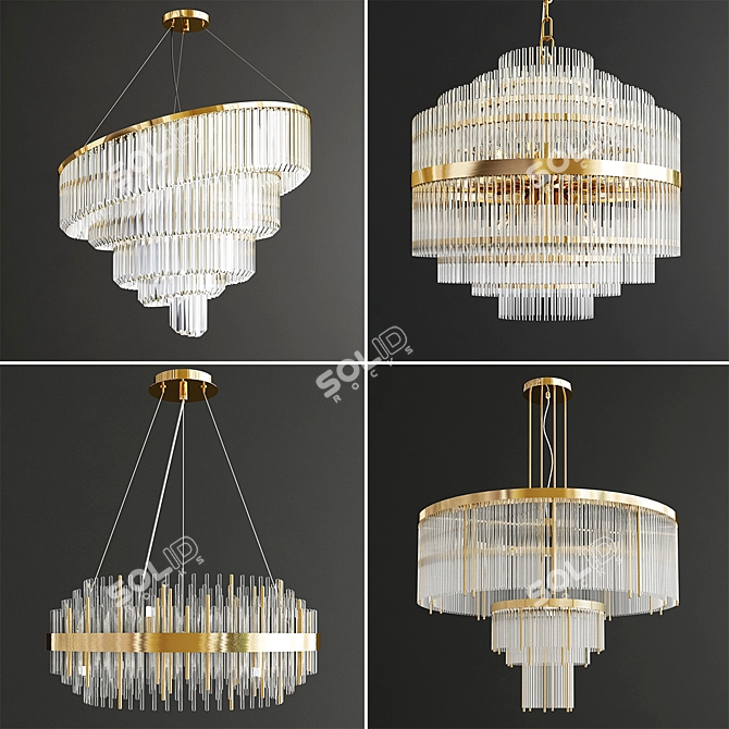 Luxury Glass Suspension Collection 3D model image 1