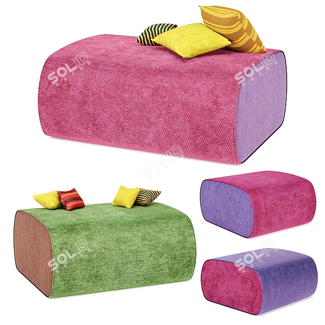 Modern Fabric Pouf: Versatile and Stylish 3D model image 6