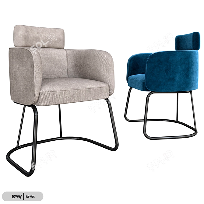 Elegant Ditre Italia Claire Chair 3D model image 2