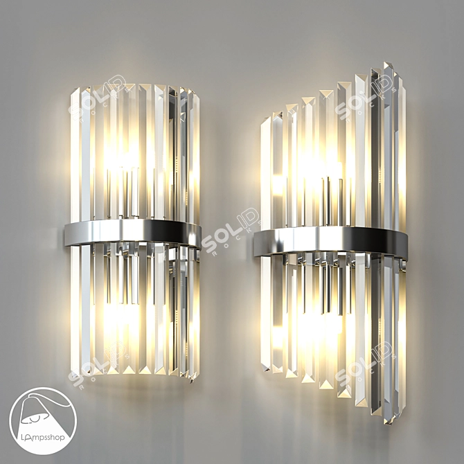 Crystal Chrome Sconce: Elegant Wall Lighting 3D model image 1