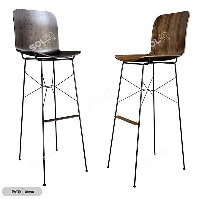 Title: MDF Italia Aiuku Stool: Modern Elegance in Form and Function 3D model image 1