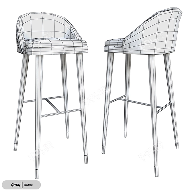 Sleek Laskasas Estoril Stool 3D model image 3