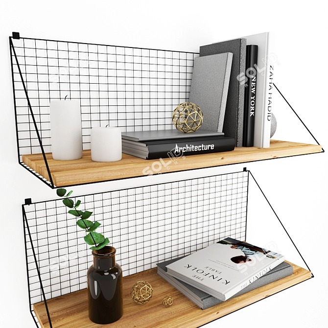 Stylish Decor Bookshelves 3D model image 2
