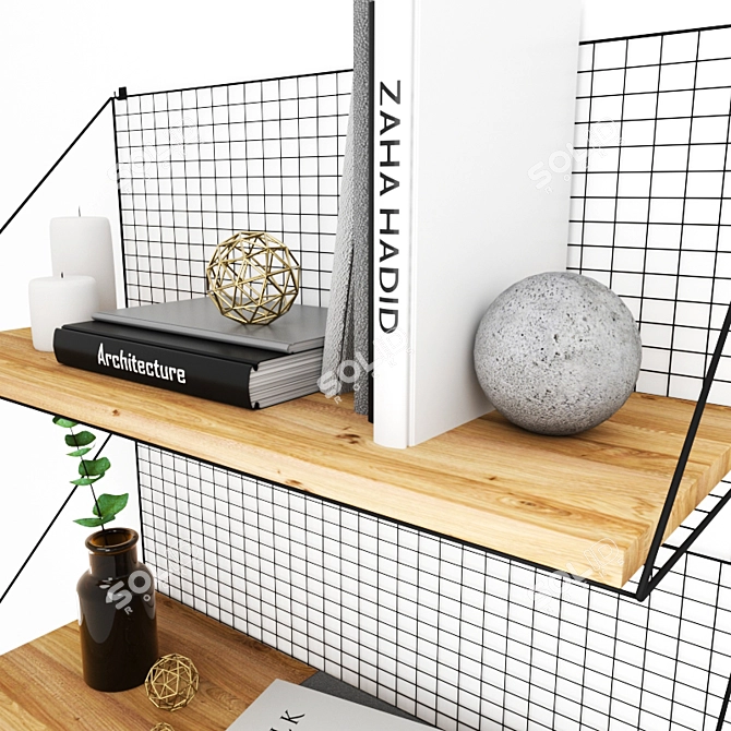 Stylish Decor Bookshelves 3D model image 3