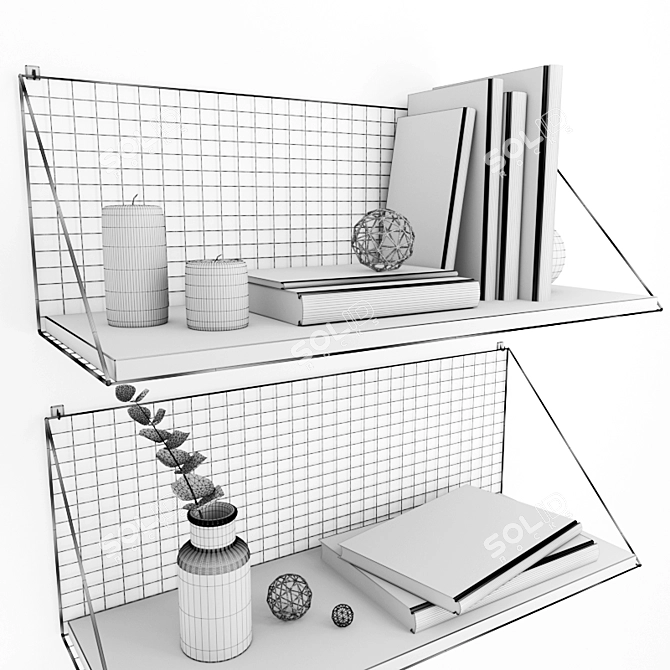 Stylish Decor Bookshelves 3D model image 5