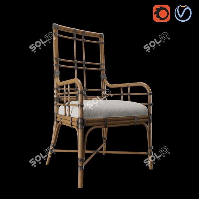Tropical Seaview Armchair: Stylish and Comfortable 3D model image 2