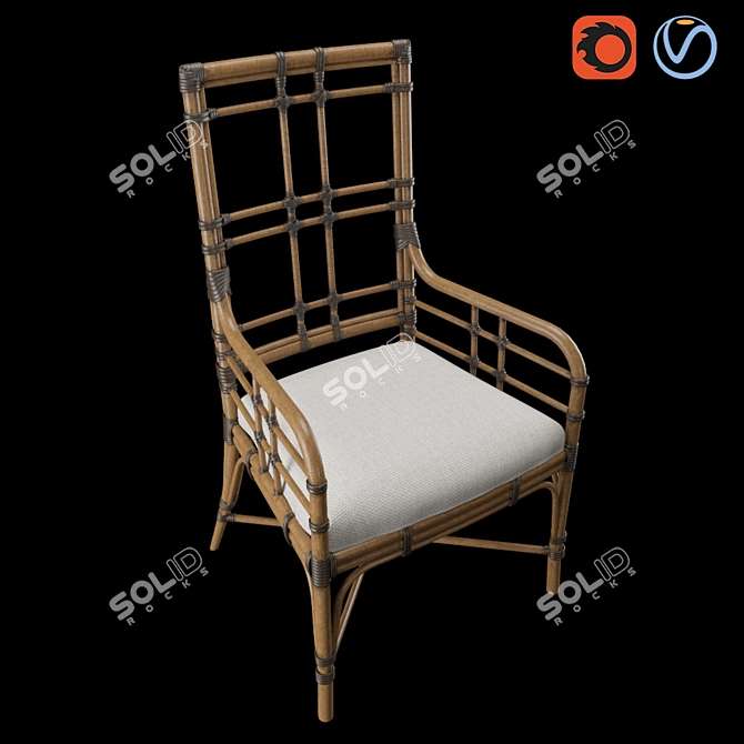 Tropical Seaview Armchair: Stylish and Comfortable 3D model image 3