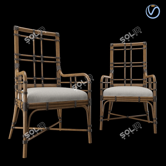 Tropical Seaview Armchair: Stylish and Comfortable 3D model image 6