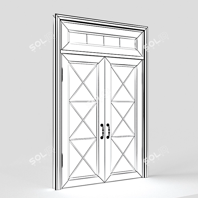 Modern Wood and Glass Interior Doors 3D model image 3