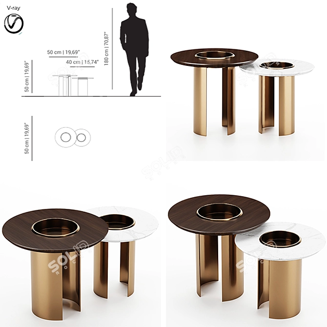 Elegant Janus Side Table: A Luxurious Mezzo Collection Essential 3D model image 4