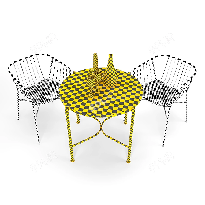 Elegant Wire Grid Chair 3D model image 4