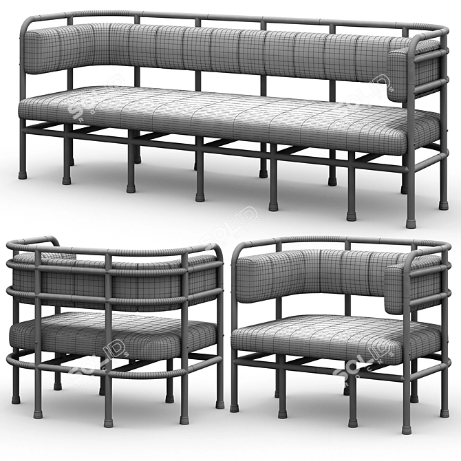 Low Poly Modern Sofa 3D model image 2