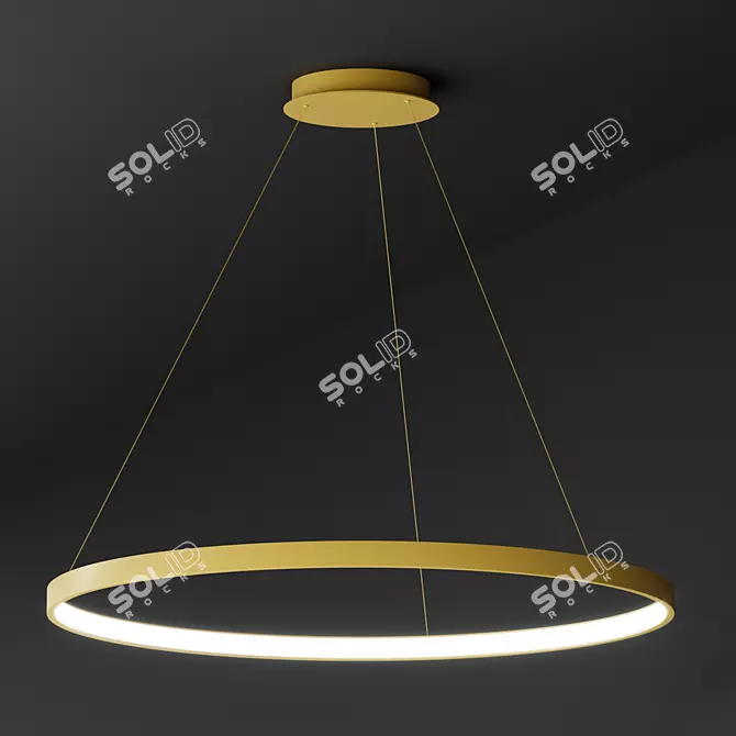 1. Title: ULIGHT Gold Halo Pendant Lamp (1 Ring) [42 characters]
2. Title: Stylish Gold Halo Pendant 3D model image 1
