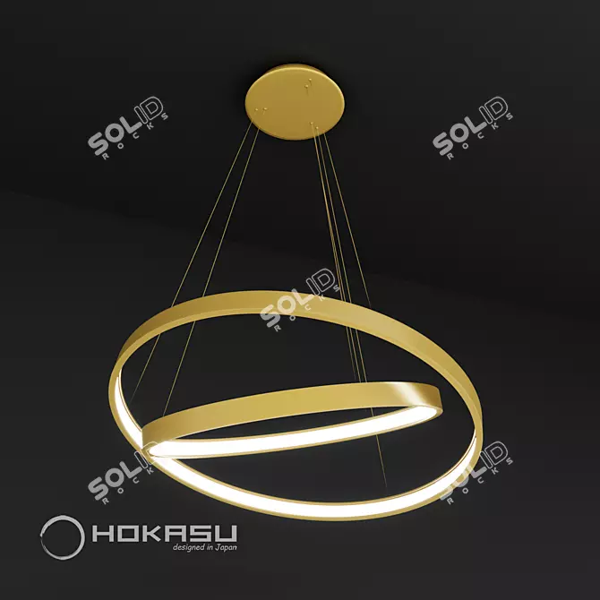 Modern Gold Halo Pendant Lamp - ULIGHT 3D model image 2