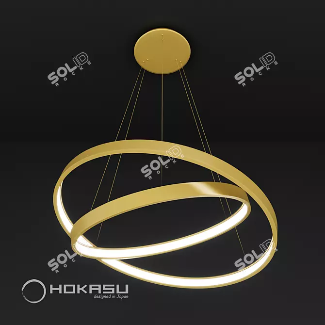 Modern Gold Halo Pendant Lamp - ULIGHT 3D model image 3