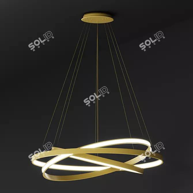 ULIGHT Gold Haloin Pendant Lamp 3D model image 1