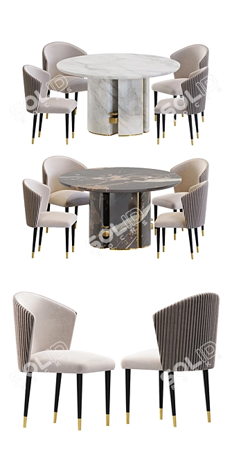 Contemporary Italian Marble Dining Set 3D model image 2