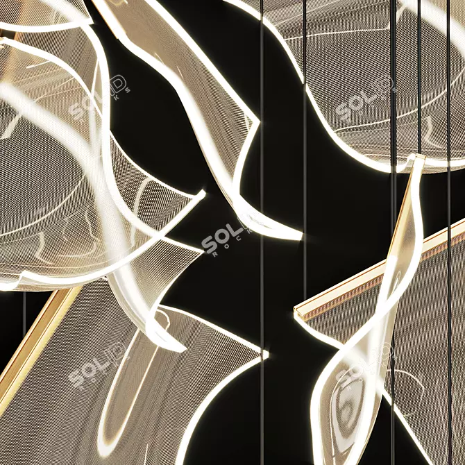 Modern Curved Acrylic Chandelier 3D model image 1