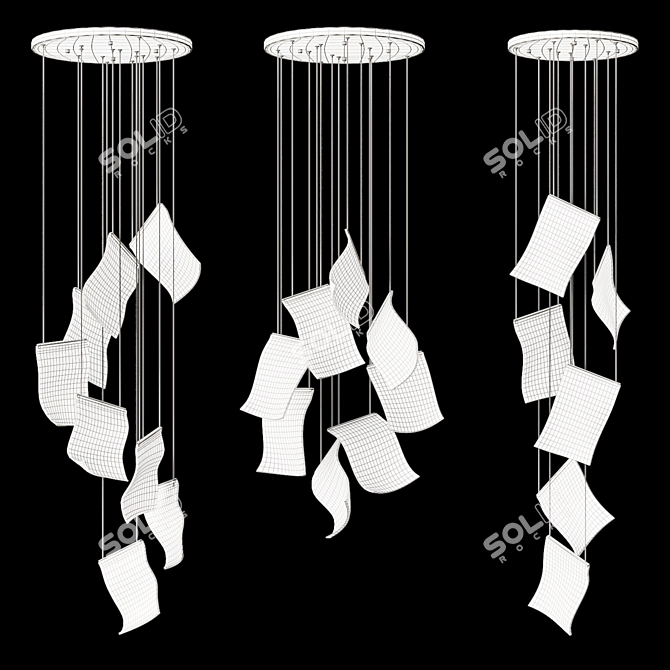 Modern Curved Acrylic Chandelier 3D model image 2
