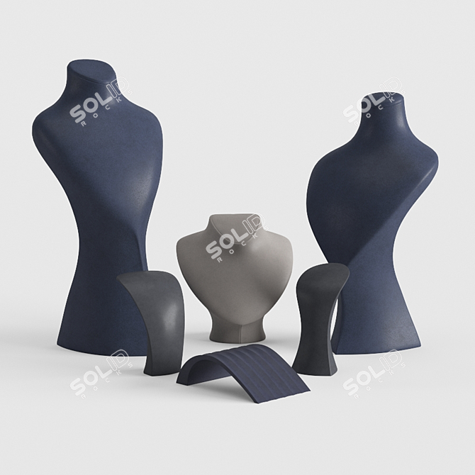 Elegant Jewelry Mannequins: 6 Sets 3D model image 1