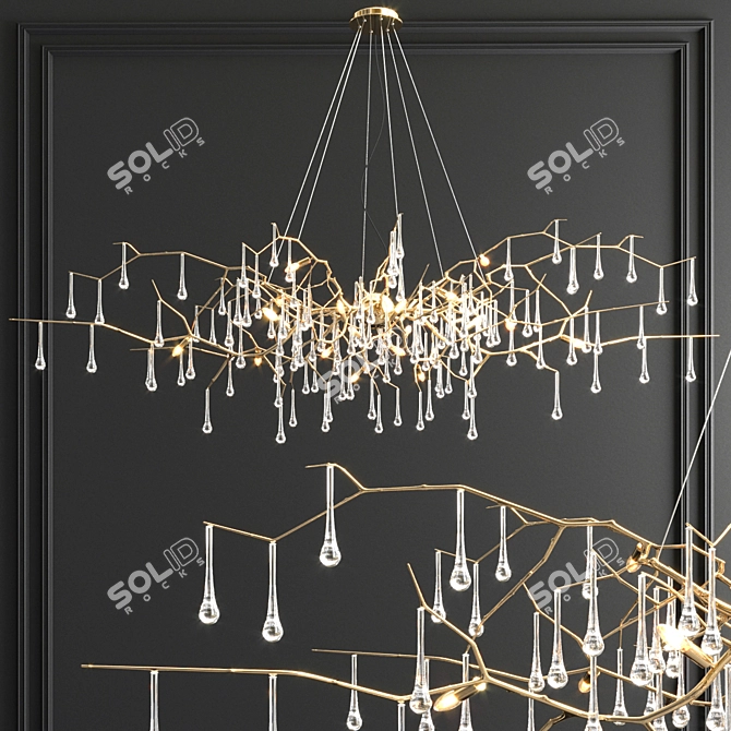 Elegant Serip Orizzontale Ring Chandelier 3D model image 2