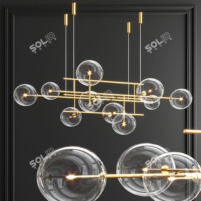 Elegant Serip Orizzontale Ring Chandelier 3D model image 4