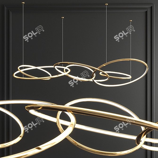 Elegant Serip Orizzontale Ring Chandelier 3D model image 5