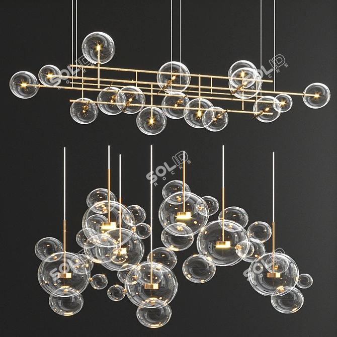 Bubble Magic: Galotti Orizzontale & Giopato Coombes Chandelier 3D model image 1