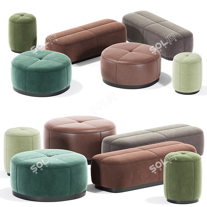 Elegant Oblong Pill Ottoman 3D model image 1