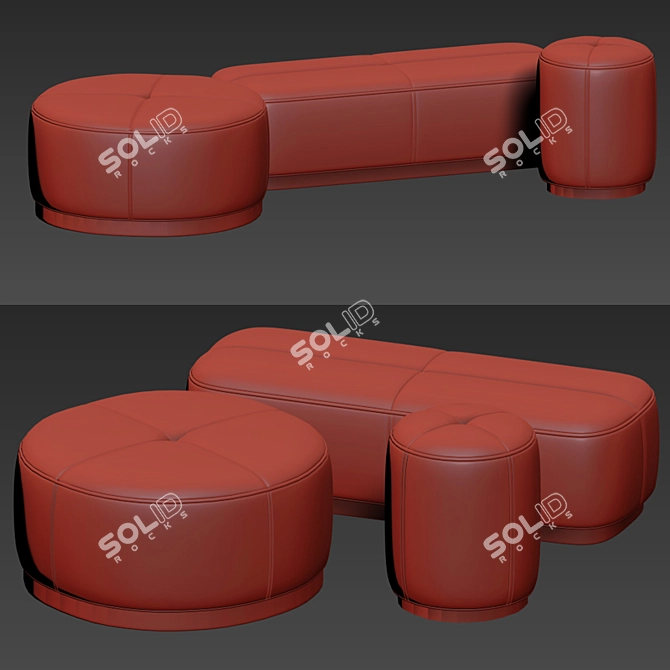 Elegant Oblong Pill Ottoman 3D model image 2