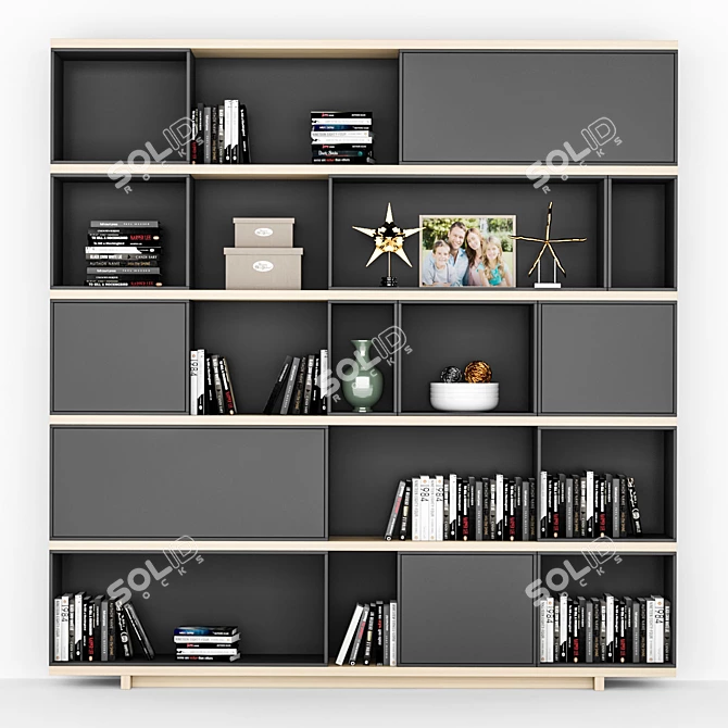 Modern Home Office Shelf: 270cm x 280cm x 40cm 3D model image 1