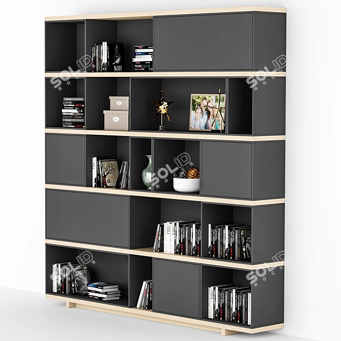 Modern Home Office Shelf: 270cm x 280cm x 40cm 3D model image 2