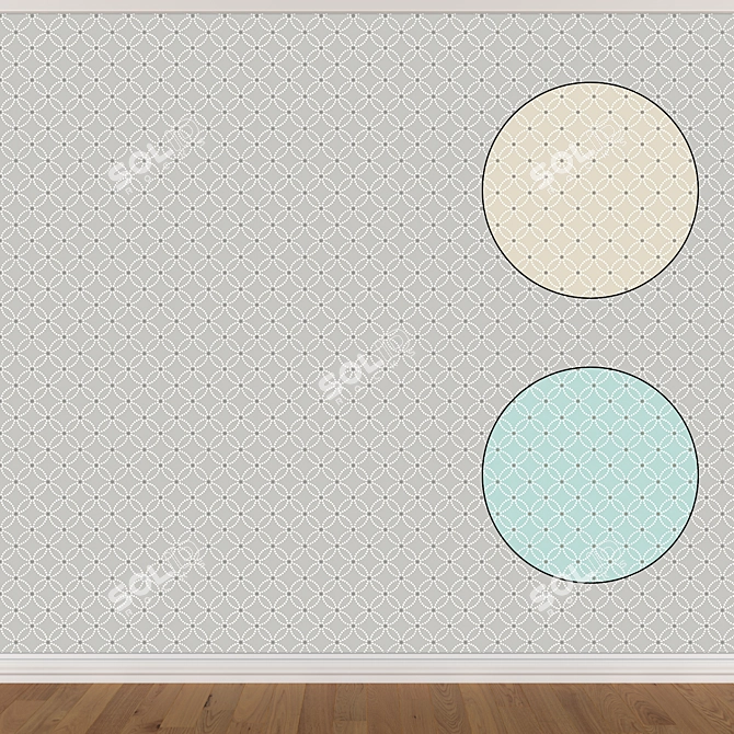 Seamless Wallpaper Set in 3 Colors 3D model image 1