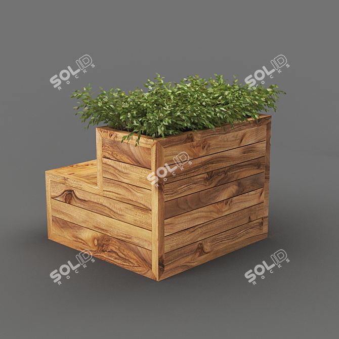 Sleek Poly Bench 100cm 3D model image 2