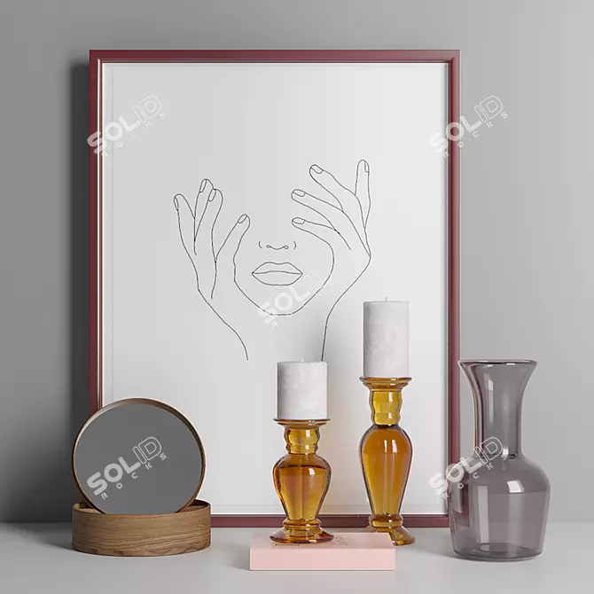 Elegant Zara Home Decor: Candle Holder, Storage Box, Vase & Art 3D model image 1