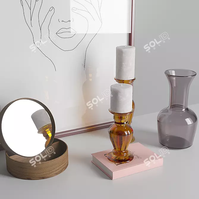 Elegant Zara Home Decor: Candle Holder, Storage Box, Vase & Art 3D model image 3