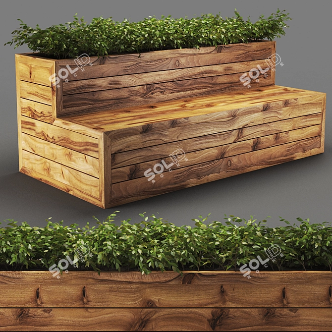 Sleek Poly Bench 3D model image 1