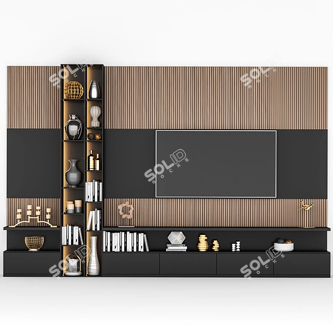 Modern Slimline TV Stand (85") 3D model image 1