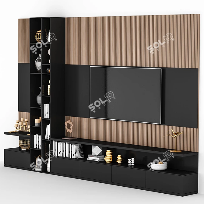 Modern Slimline TV Stand (85") 3D model image 2