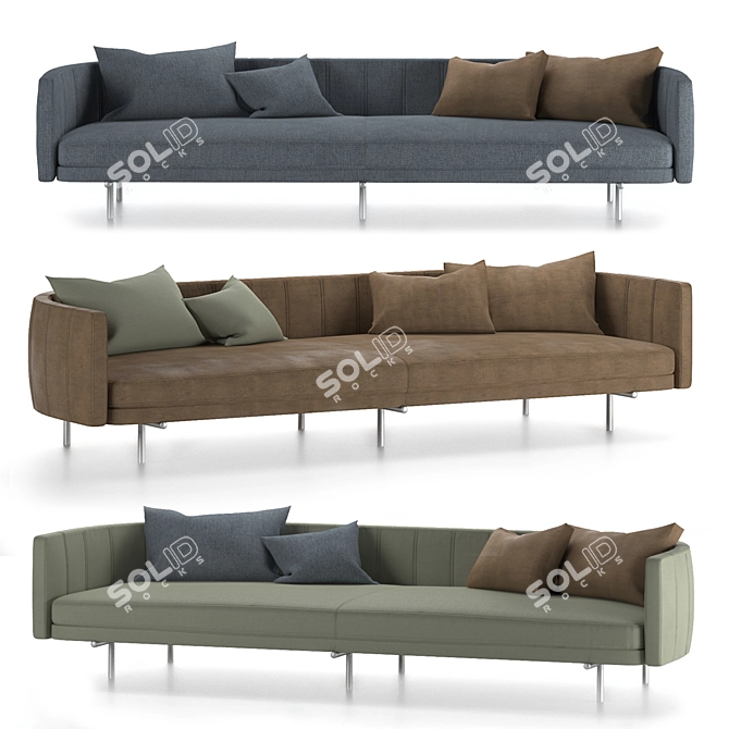 TurboSmooth Sofa with Leather and Cloth Pillows 3D model image 1