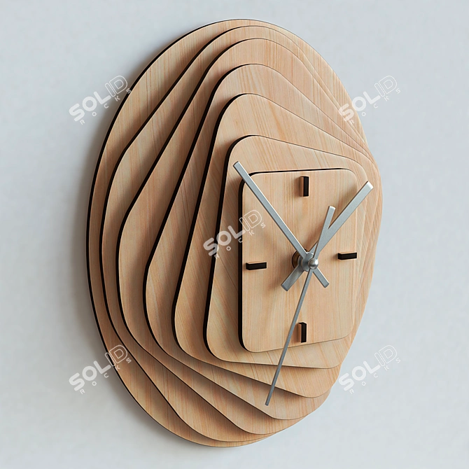 Modern Wooden Wall Clock 3D model image 4