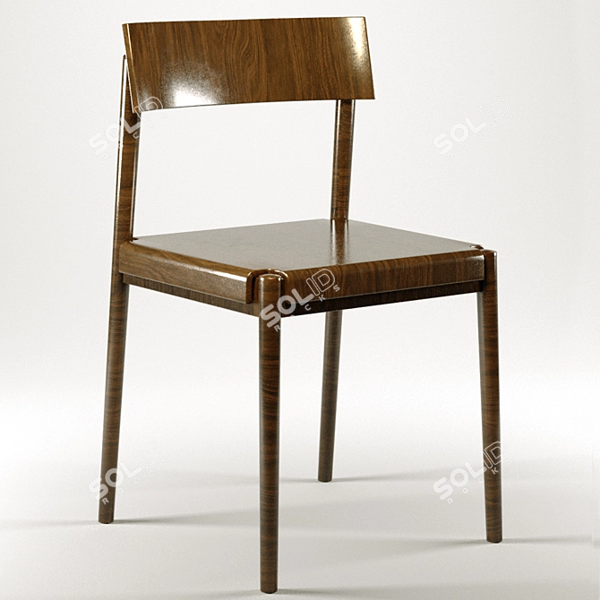 Vintage Wood Table & Chair 3D model image 2