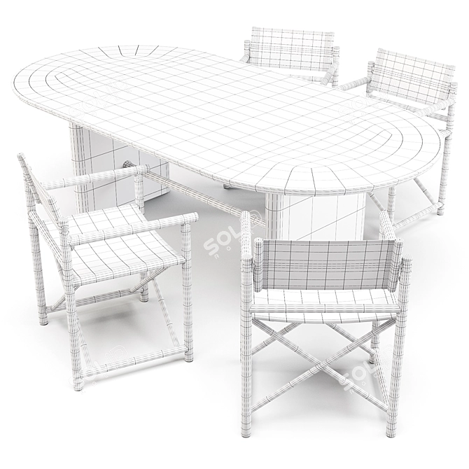 Modern Oval Dining Set: Oli Oval Table & Director's Chairs 3D model image 4