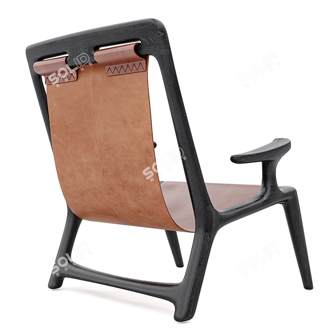 Charcoal Ash Leather Sling Chair 3D model image 4