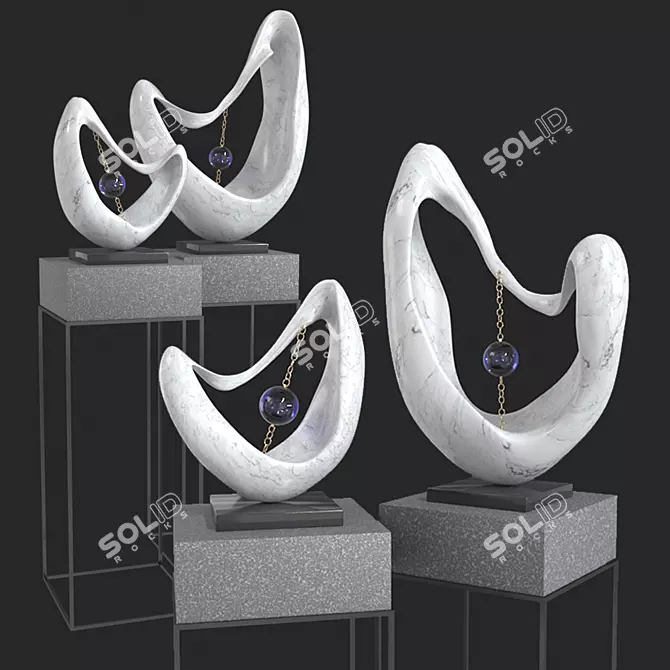 Elegant Modern Decor Statues 3D model image 1